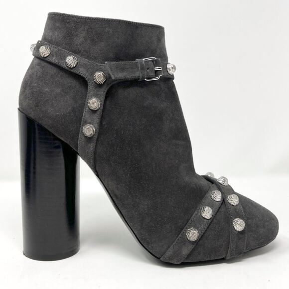Balenciaga Grey Suede Silver Studded Ankle Boots – Size 39 – Made in Italy - Picture 3 of 8